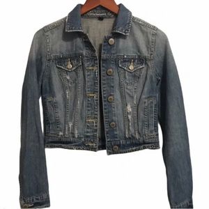 Little Girls American Eagle Denim Jean Jacket. Boho. Grommet embellishments